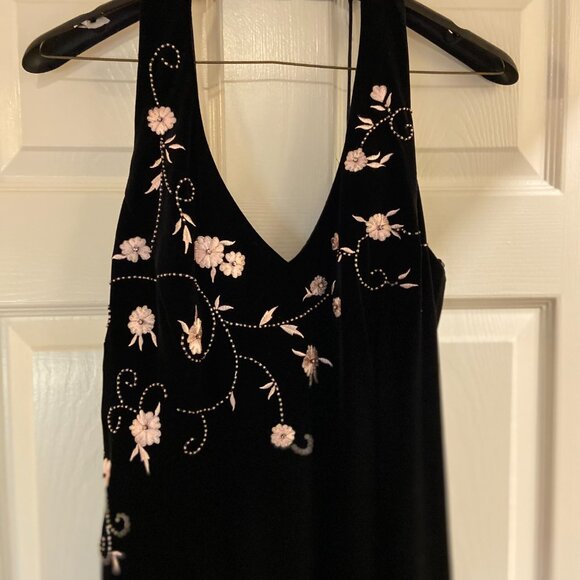 Betsy & Adam Velvet halter gown 14 - Picture 2 of 7